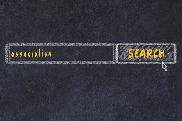 Chalkboard drawing of search browser window and inscription association
