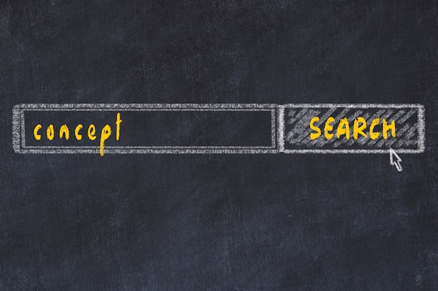 Chalkboard drawing of search browser window and inscription concept