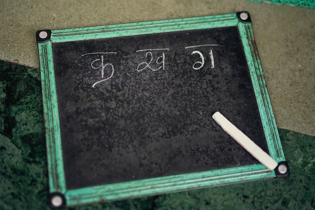 Chalkboard on floor writing concept