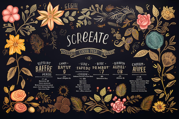 Chalkboard Harvest Brews Whimsical Fall Coffee Menu