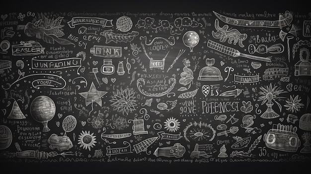 Chalkboard with Doodles Background