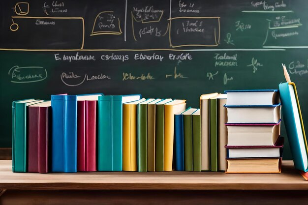 A chalkboard with a green board with the words