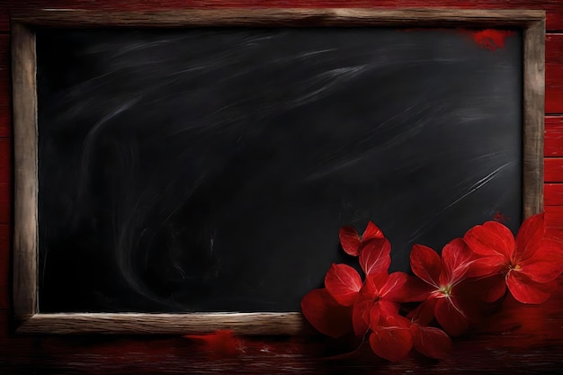 Chalkboard with red leafs