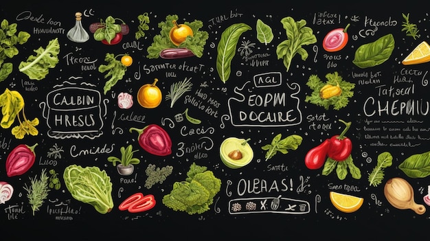 Photo chalkboard with salads menu background