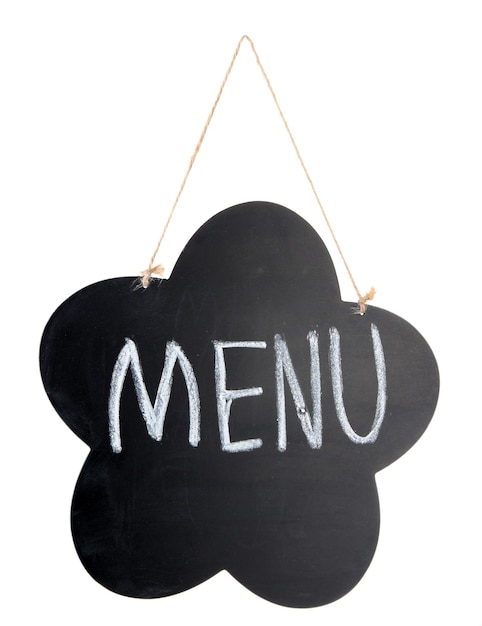 Chalkboard with sign isolated on white