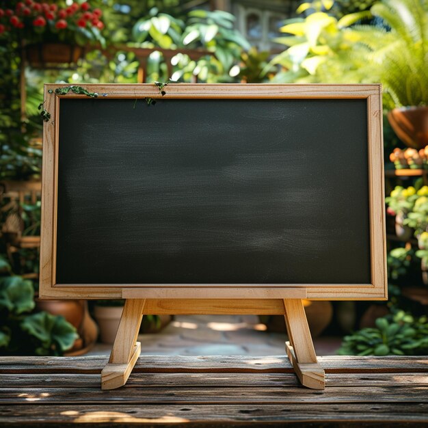 Chalkboard with stand in garden natural setting for education For Social Media Post Size