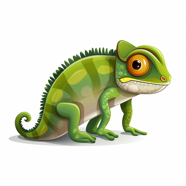 Photo chameleon 2d cartoon vector illustration on white background