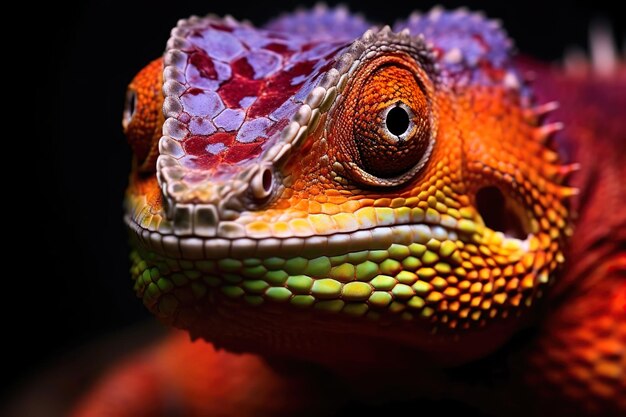 Chameleon on a black background