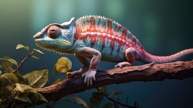 A Chameleon on a branch AI generated Image