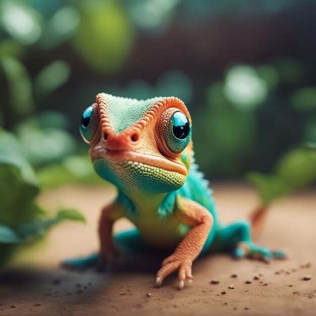 A chameleon closeup image