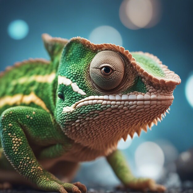 A chameleon closeup image