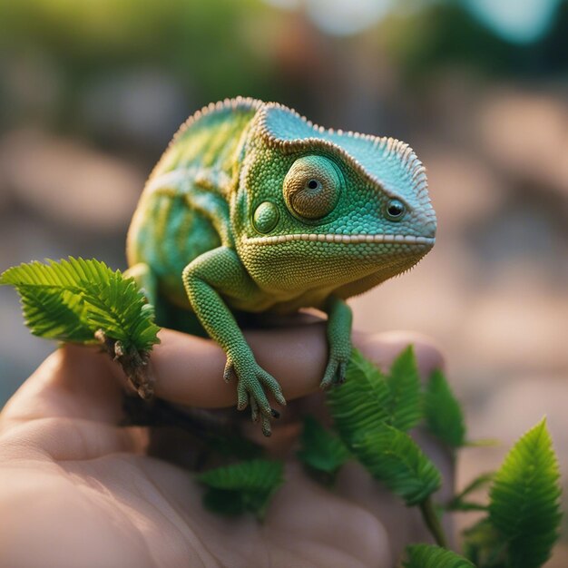 A chameleon closeup image