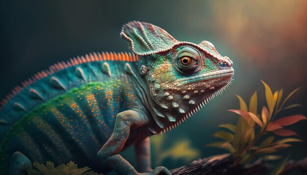 Chameleon closeup nature animals Generative AI