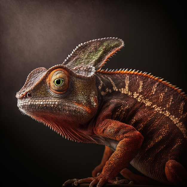 Chameleon in colorful pattern portrait in studio ultra realistic Generative Ai