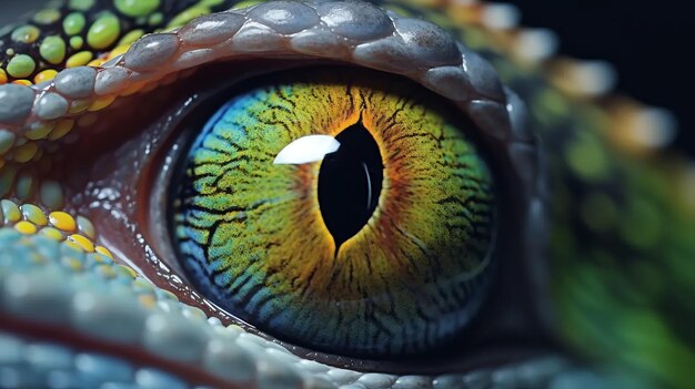 Chameleon eye closeup