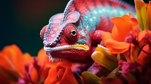 Chameleon on the flower AI Generative