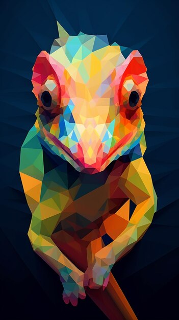 Foto chameleon gecko geïnspireerd polygon kleurrijke behang grafische illustratie