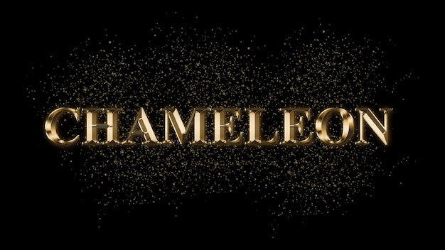 写真 chameleon ゴールド・テキスト・エフェクト 金色のテキストとスパーク ゴールド・プレートされたテキスト・エフェクト 動物の名前