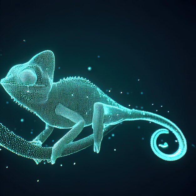 Chameleon Polygonal lizard design of lines and dots