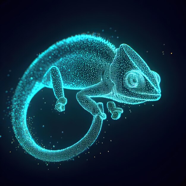 Chameleon Polygonal lizard design of lines and dots