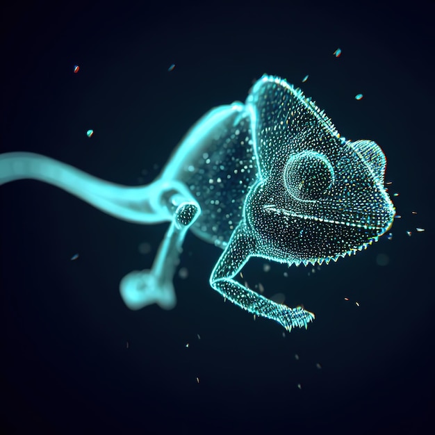 Chameleon Polygonal lizard design of lines and dots