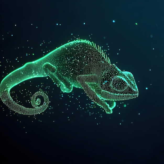 Chameleon Polygonal lizard design of lines and dots