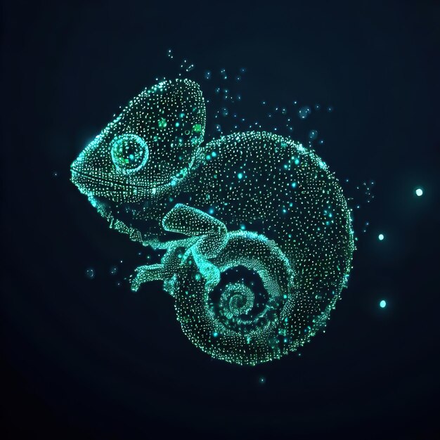 Chameleon Polygonal lizard design of lines and dots