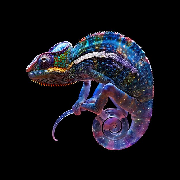 Chameleon Shaped in Flowing Colors Opaque Multicolored Liqui Background Art Y2K Glowing Concept