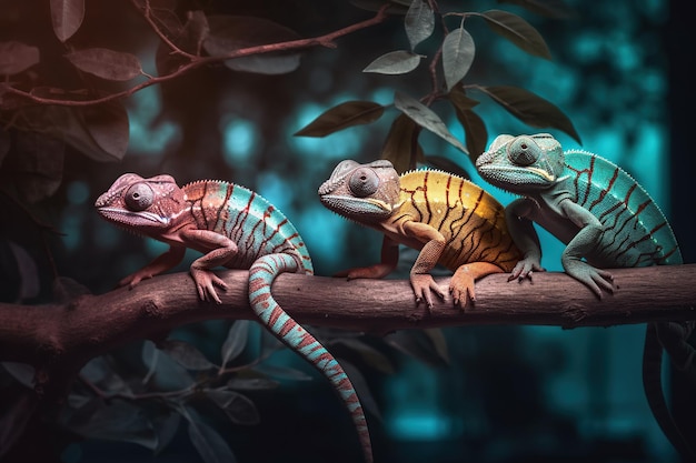 chameleon on a tree branch a species of lizard generative ai