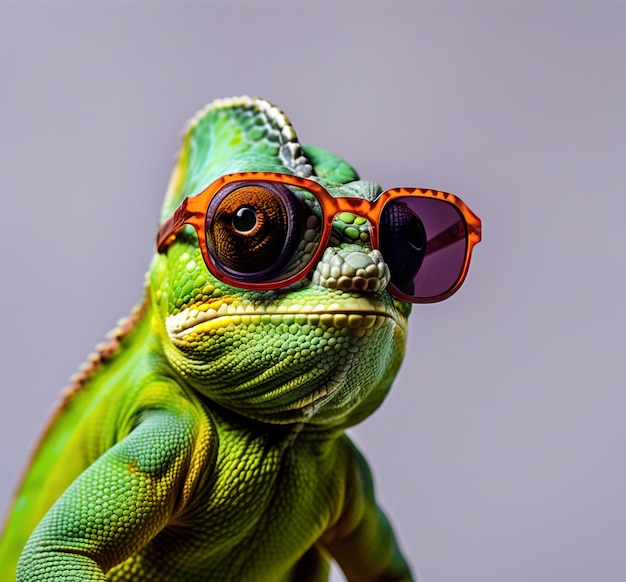 Chameleon wearing sunglasses