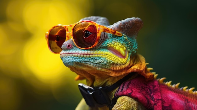 Chameleon wearing sunglasses