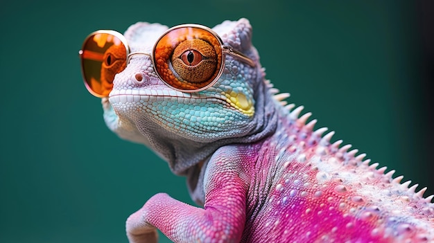 Chameleon wearing sunglasses