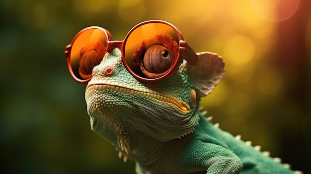 Chameleon wearing sunglasses