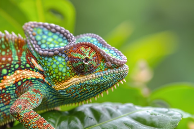 Chameleons effortlessly blend their striking colors seamlessly merging with surroundings a testament to natures artistry