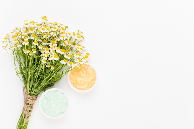 Chamomile bouquet on white