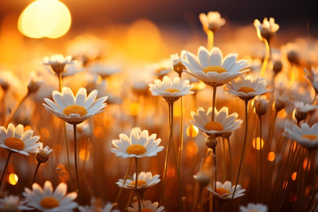 A chamomile flower blooming in a meadow