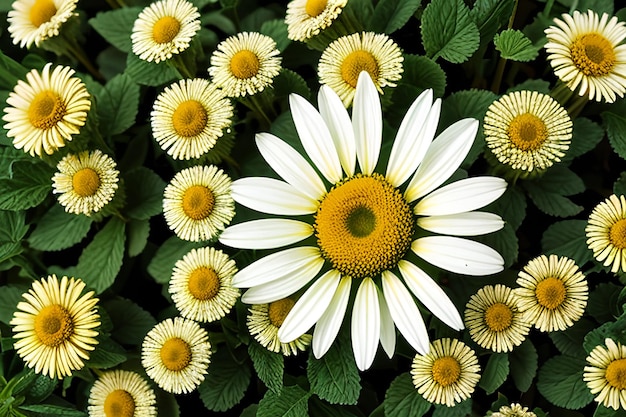 Chamomile flower mint leaves composition isolated on white