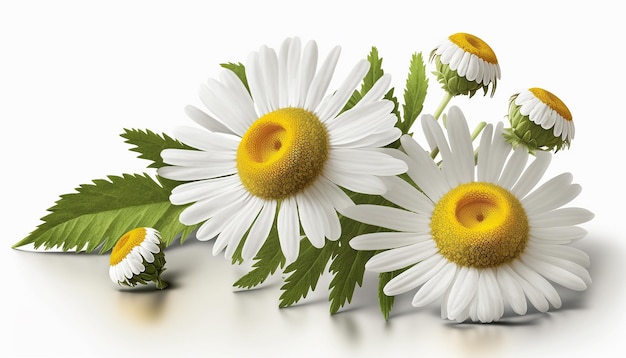 Chamomile officinalis flower isolate on white background Generative AI