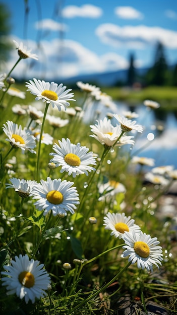 Chamomile Serenity Long Perspective Photo of a Chamomile Field Captured with a Zen Approach