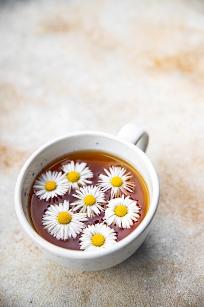 chamomile tea flower hot drink healthy meal food snack on the table copy space food background