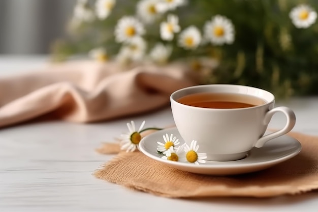 chamomile tea with flowers