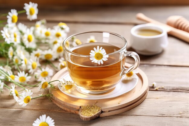 Photo chamomile tea with flowers