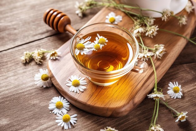 Photo chamomile tea with flowers