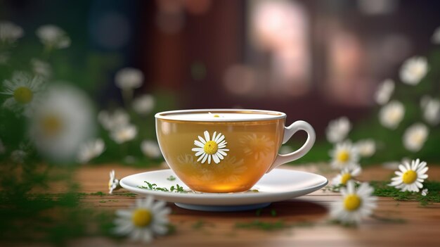 chamomile tea with flowers