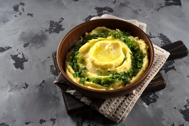 Champ  Irish mashed potatoes with green onions and milk.