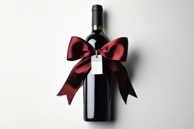 Champagne bottle red bow gift Generate Ai