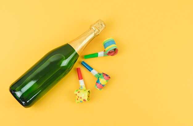 Champagne bottle with new year decoration