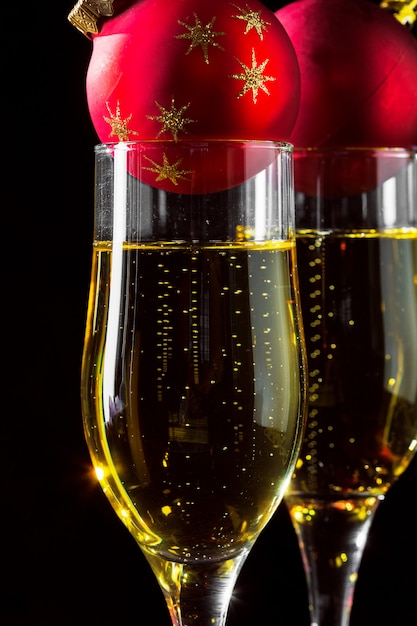 Champagne en kerst decor