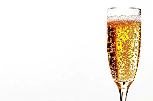 Champagne in a glass Isolated on white background