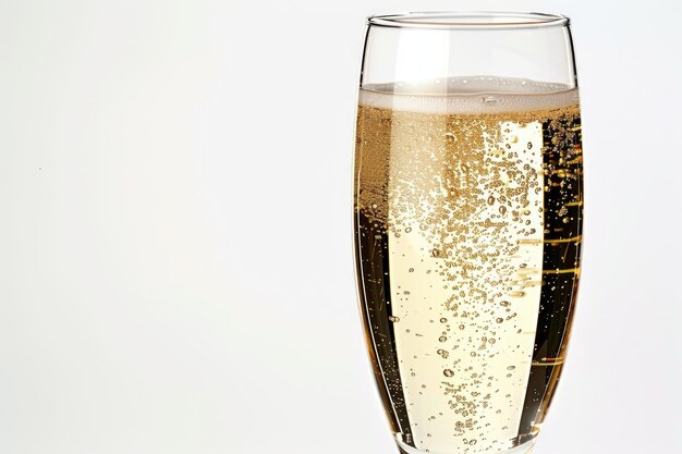 Champagne in a glass Isolated on white background